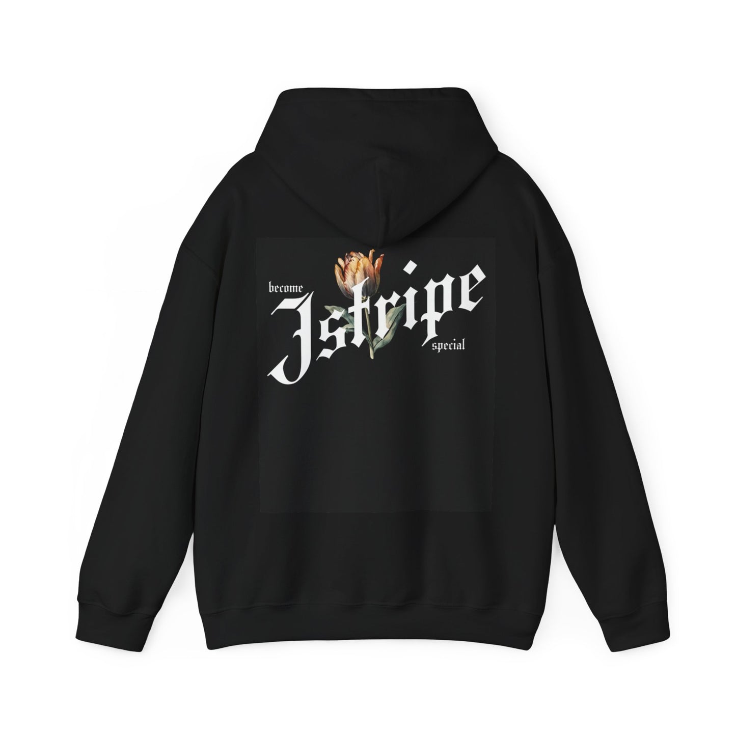 Graphic Hoodie — 'J-Stripe' Gothic Logo Pullover