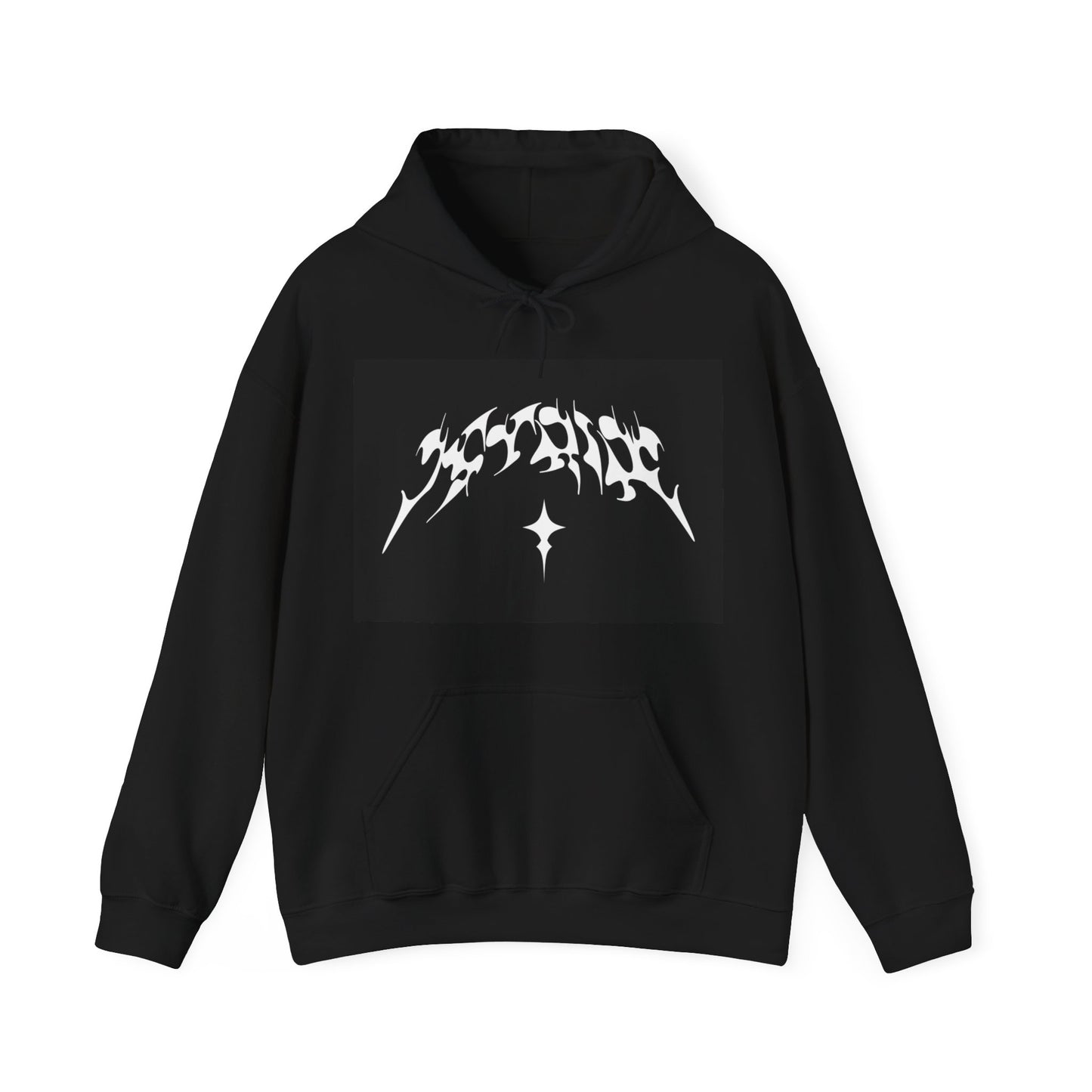 Graphic Hoodie — 'J-Stripe' Gothic Logo Pullover